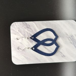 Blue faux leather earrings